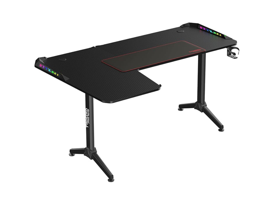 Buy Twisted Minds Warrior L-Shaped RGB Gaming Desk – Black | in Qatar Buy Twisted Minds Warrior L-Shaped RGB Gaming Desk – Black | in Qatar